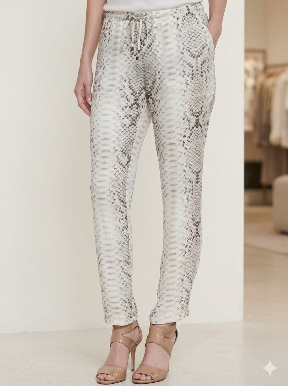Haute Hippie 100% Silk Snakeskin Python Print Jogger Pants Size Small